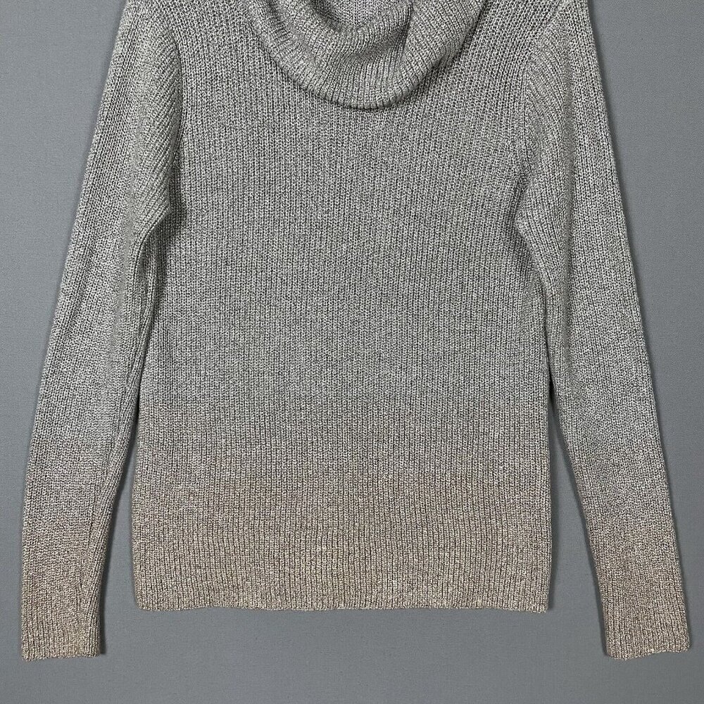 White House Black Market Silver Metallic Ombre Sweater Medium Cowl Neck Pullover - Picture 7 of 16